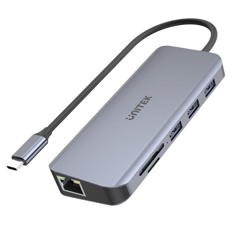 Hub Unitek USB-C wieloportowy z Ethernet, czytnikiem kart i portami USB – dystrybucja FEN.